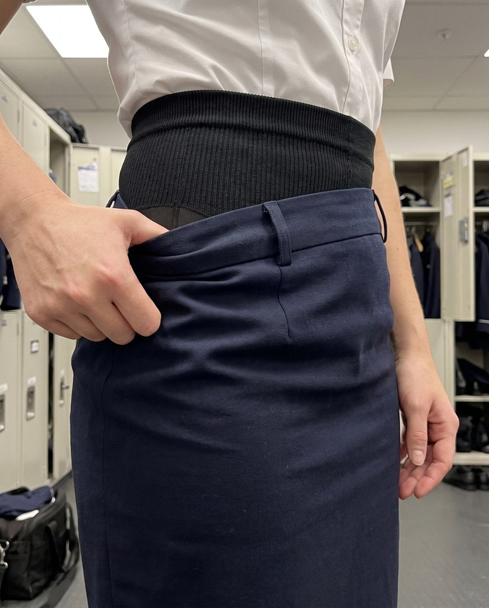 Built-in shapewear that holds. Fourteen hours, zero adjustments.