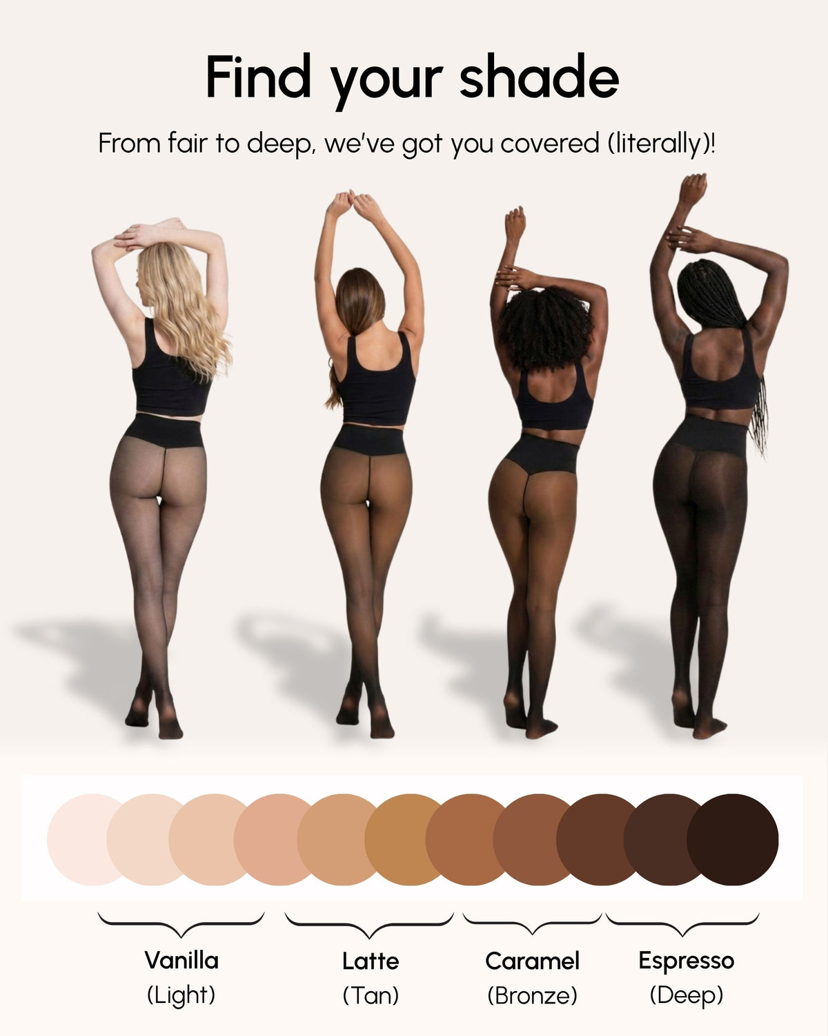Irazia fleece lined tights shade guide