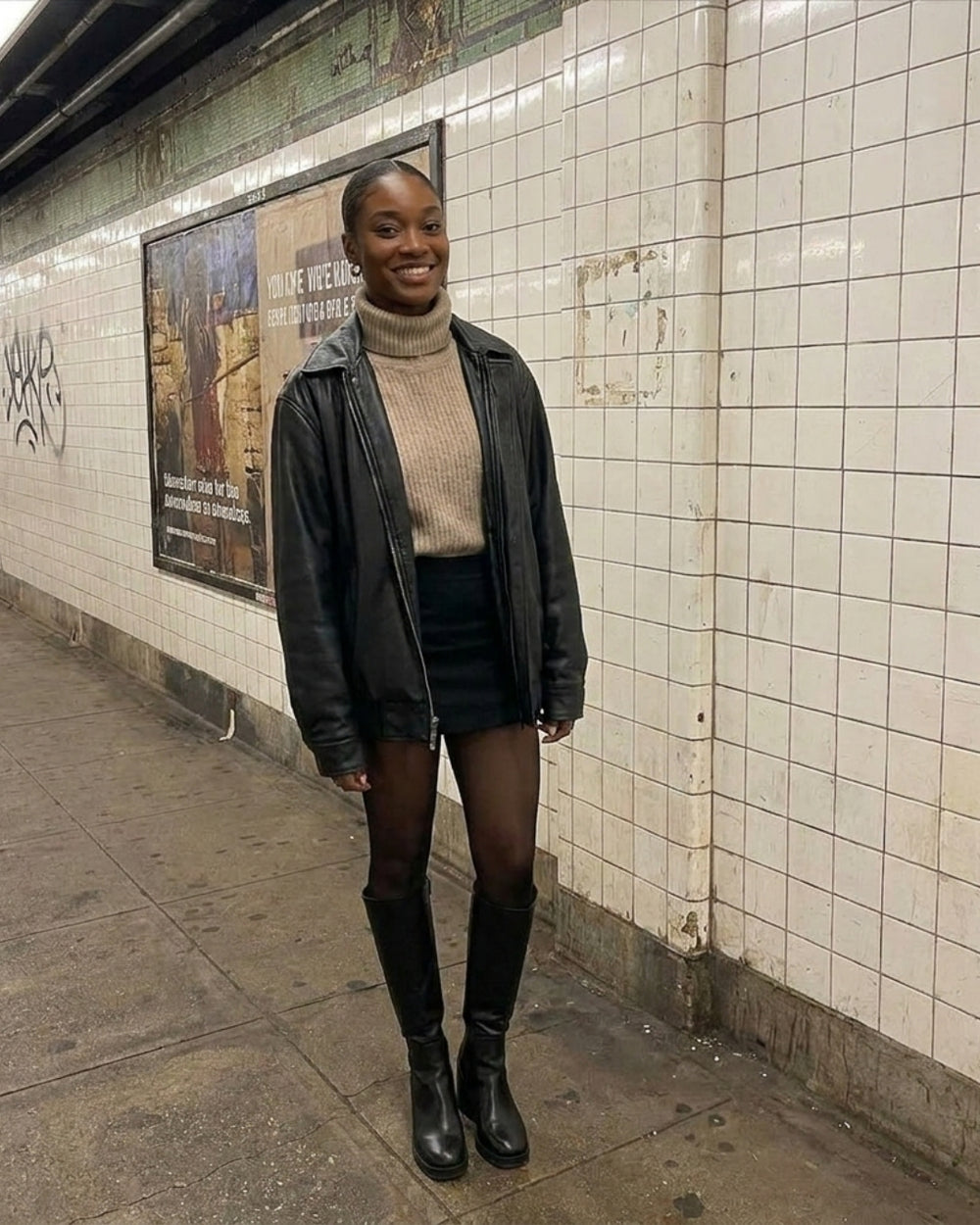Caramel bronze fleece lined tights