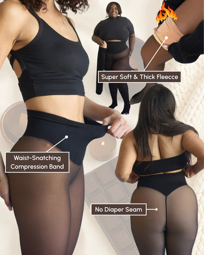 Sheer Illusion Fleece-Lined Tights